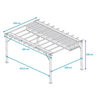 Paragon Outdoor Florenz 1116 pergola, aluminium, hvid, hvidt tekstil, 236 x 505 x 350 cm