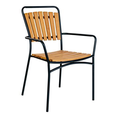 Spisebordsstol, teak med sort stel 