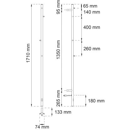 Habo Heather 01 håndklædetørrer, hvid, 45 W, 74 x 1710 mm