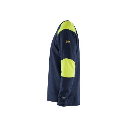Blåkläder 3457 flammehæmmende t-shirt lang ærme inherent, marineblå/hi-vis gul