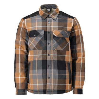 MASCOT CUSTOMIZED flannel skjorte med fiberpelsfor, nøddebrun ternet