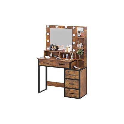 Makeupbord med spejl og LED-lys, 92 x 40 x 143,5 cm