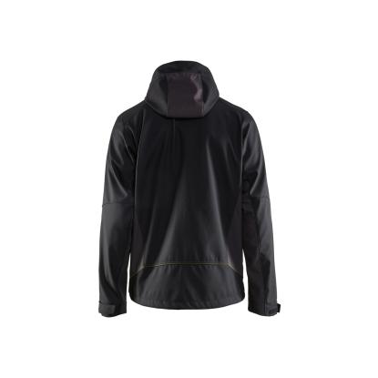 Blåkläder 4753 softshell jakke med hætte, sort/hi-vis gul