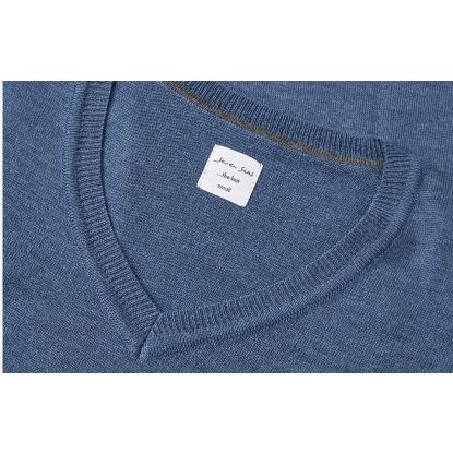 Seven Seas S671 The knit pullover med v-hals, dame, blå melange