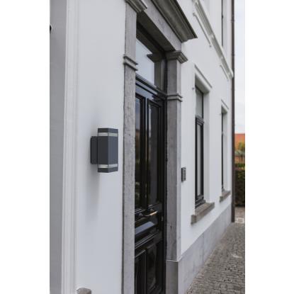 LUTEC FOCUS firkantet udendørs væglampe, 1 lyskilde, up/down, H23,5 cm, GU10, IP44, mørk grå