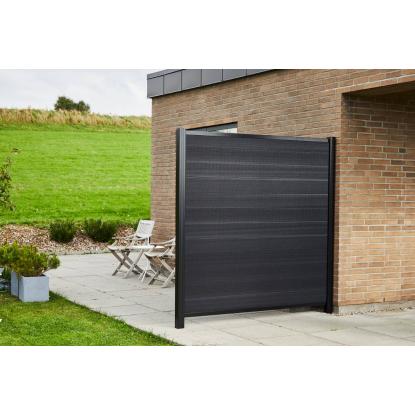 Superroof Smart Fence afslutningsprofilsæt top/bund, H180 cm, sort alu