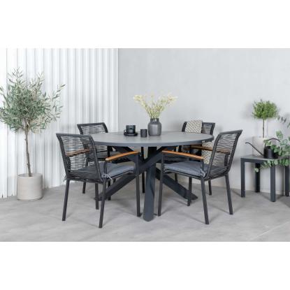 Venture Design Parma rundt havebord, sort/mørkegrå, Ø140 cm