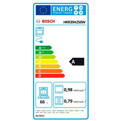 Bosch HKR39A250W glaskeramisk komfur, 66 liter