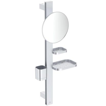 Ideal Standard Alu+ spejl med hylder, sølv, Ø20,5 cm