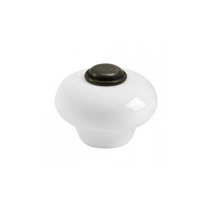 Beslag Design 409 knop, Ø37 mm, antik/porcelæn