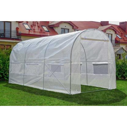 Drivhus med 6 myggenetvinduer, hvid, 4,5 x 2 x 2 meter - 9 m²