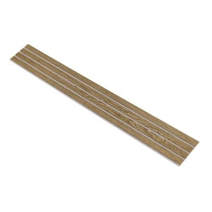I-Wood Medio+ 4-lamel akustikpanel, mørkebrun olieret, grå filt og lys kerne, egefiner, 16 x 300 mm