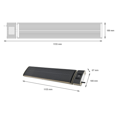 Heation Heatbar Pro 1800 terrassevarmer, infrarød, 1800W