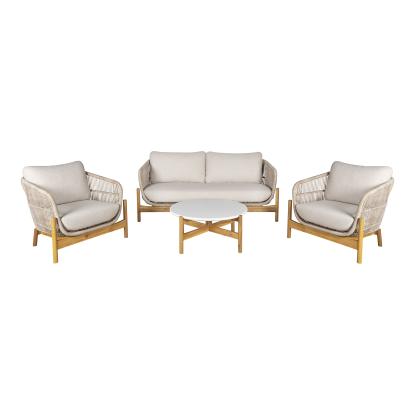 Havemøbelsæt, acacia, beige, inkl. hynder