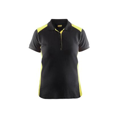 Blåkläder 3390 dame poloshirt, sort/hi-vis gul