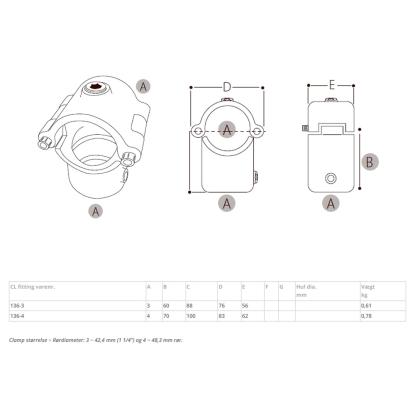 Clarrods Clamps CL136 kort split T-stykke