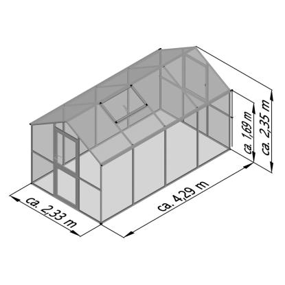 KGT Aptasia IV drivhus, antracitgrå, 10 m²