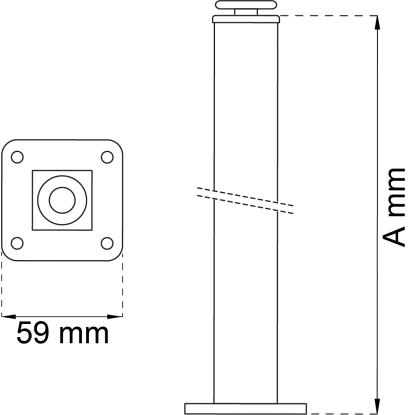 Habo 611 bordben, sort, 25 x 25 x 700 mm