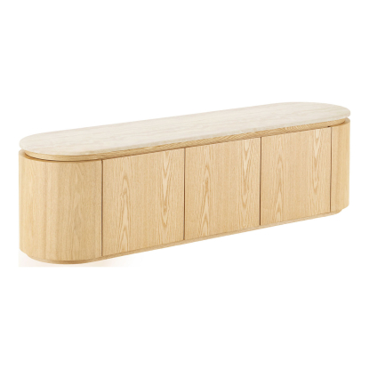 Larvik TV-bænk, askefiner/granit, råhvid, 160 cm