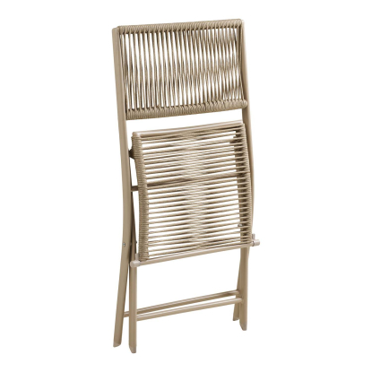 Arcas cafésæt med to stole og et bord, stål/reb, taupe