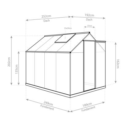 Westmann Flora 68 drivhus, aluminium/polycarbonat, antracitgrå - 4,84 m²