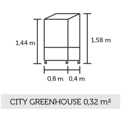 Juliana Urban City Greenhouse vægdrivhus, 0,32 m², sort med 4 mm hærdet glas