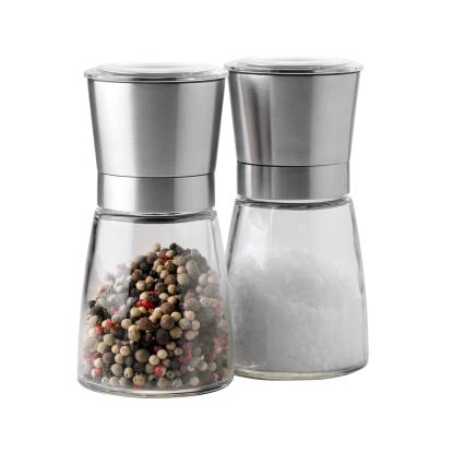 Steel-Function salt/peberkværnssæt med låg, glas/stål