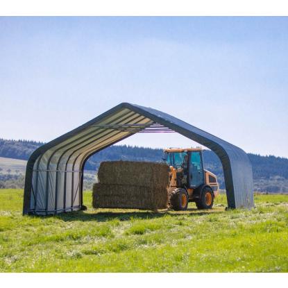 ShelterLogic Run-in-Shed græsningstelt/teltgarage, polyethylen/stål, grøn - 49,6 m²
