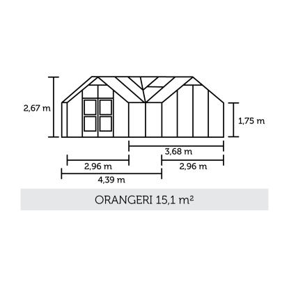 Juliana Orangeri 15,1 m², antracit, 3 mm hærdet glas
