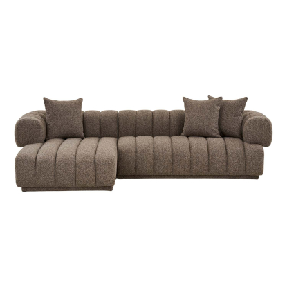 Aurora venstrevendt loungesofa med tre puder, brun