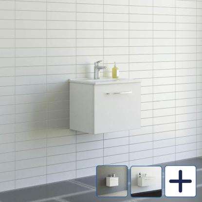 Scanbad Multo vaskeskab med Amber Mini vask, 1 skuffe, mat hvid