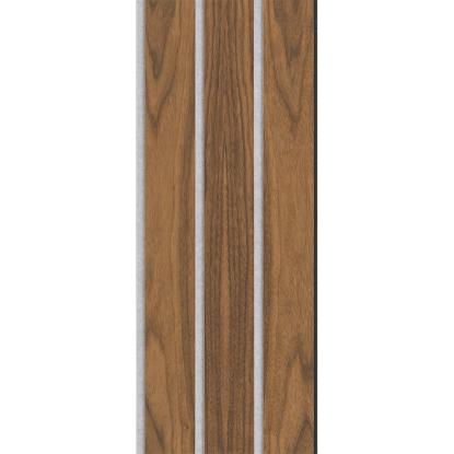 I-Wood Basic 3-lamel akustikpanel, klar olieret, grå filt og sort kerne, valnøddefiner, 17 x 300 mm 