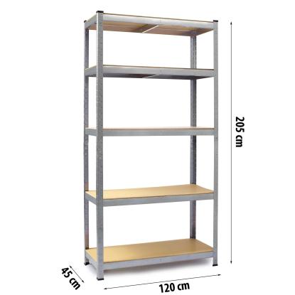 Opbevaringsreol, mdf/stål, 205 x 120 x 45 cm, maks. 1000 kg