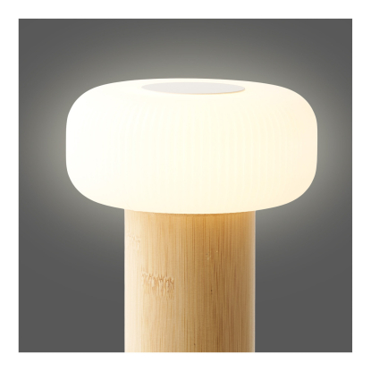 Stafford LED bordlampe med bambus, genopladelig, H18 cm, natur/hvid