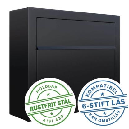Bravios Elegance Exclusive postkasse med lås, sort