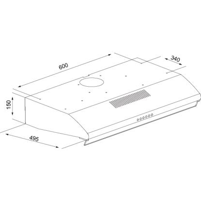 Silverline SL1201 Likya emhætte til skab, rustfri, 60 cm