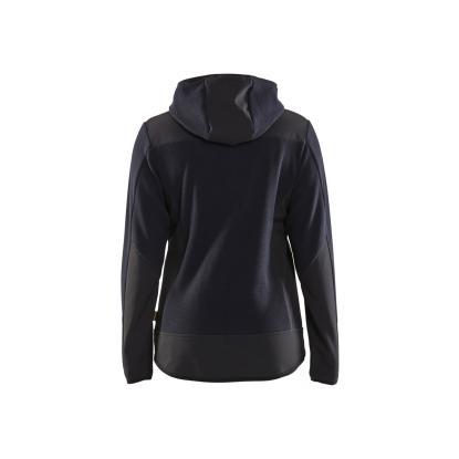 Blåkläder 5941 dame strikket jakke med softshell, mørk marineblå/sort