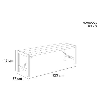 HORTUS H-model bænk, nonwood/galvaniseret stål, antracitgrå, 43 x 123 cm
