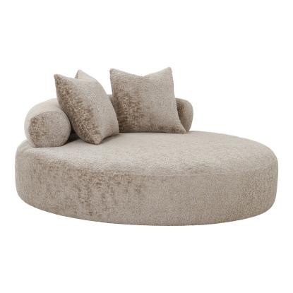 Daybed med 2 puder i chenille, rund, natur