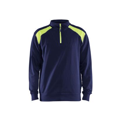 Blåkläder 3353 sweatshirt half zip, marineblå/hi-vis gul