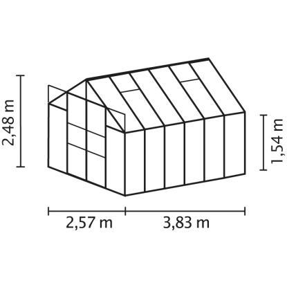 Vitavia Uranus 9900 drivhus, sort, 9,9 m², 3 mm hærdet glas