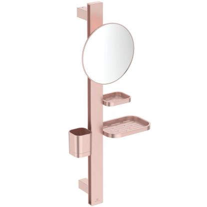 Ideal Standard Alu+ spejl med hylder, rosé, Ø20,5 cm