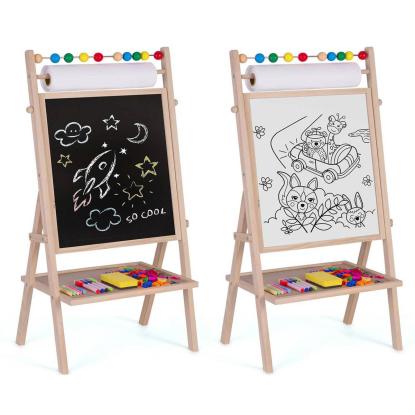 Staffeli med whiteboard, kridttavle og papir inkl. tilbehør, 62 x 28 x 44 cm