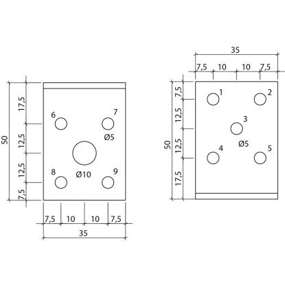 SIMA vinkelbeslag S35, rustfri kv. A4 - 50 x 50 x 2,0 x 35 mm