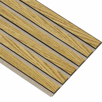 I-Wood Medio+ Original akustikpanel, brun olieret, beige filt og sort kerne, egefiner, 17 x 300 mm