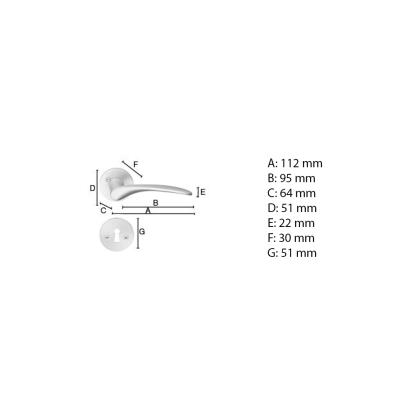 Beslagsboden Design dørgreb med roset og nøgleskilt, indendørs, 112 mm, børstet krom