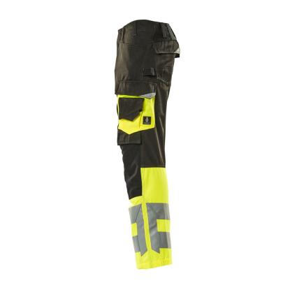 MASCOT SAFE SUPREME Leeds arbejdsbukser med knælommer, sort/hi-vis gul