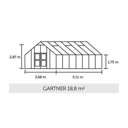 Juliana Gartner drivhus 18,8 m² alu/sort, 3 mm hærdet glas