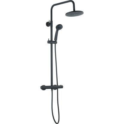 Nortiq brusesystem med termostat og 22 cm brusehoved, mat sort