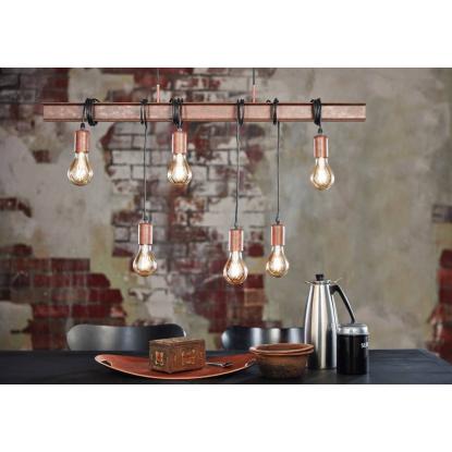 EGLO TOWNSHEND 4 langbordspendel, L100,5 cm, 6 x E27, rust/sort